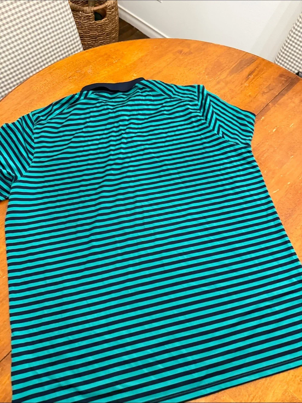Nike Men's Striped Polo - Teal and Navy xxl
